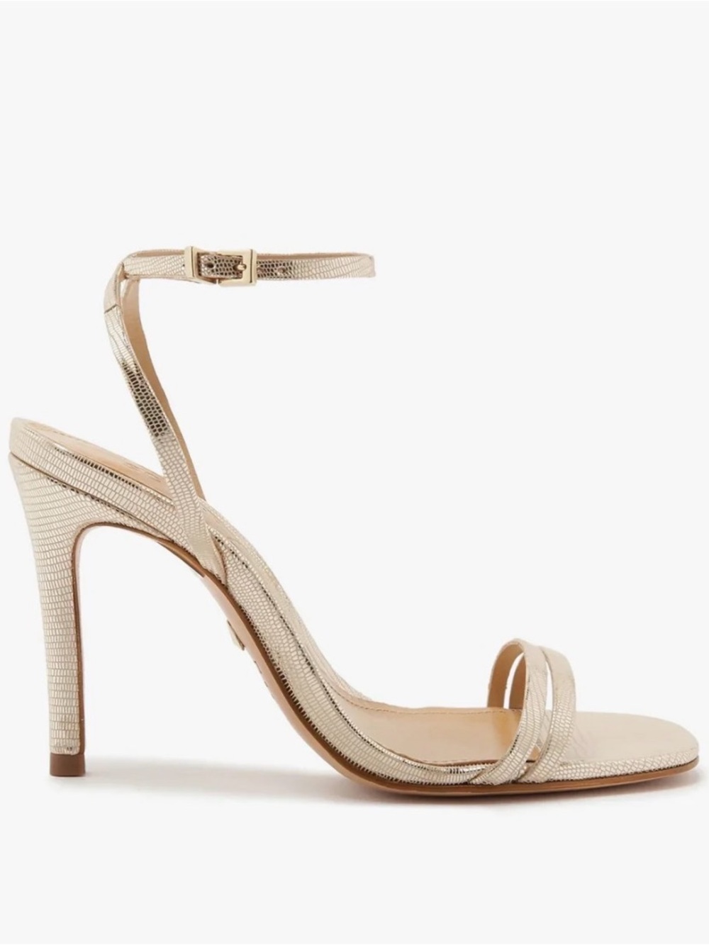 Schutz Altina Gold Metallic Stiletto Sandals Size 8B NIB $158 retail